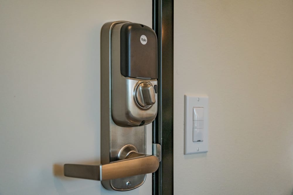 Smart door lock at Acqua Apartments in Portland, Oregon