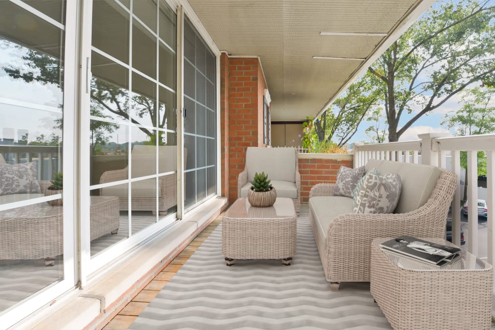 Spacious Balcony at Strafford Station Apartments in Wayne, Pennsylvania