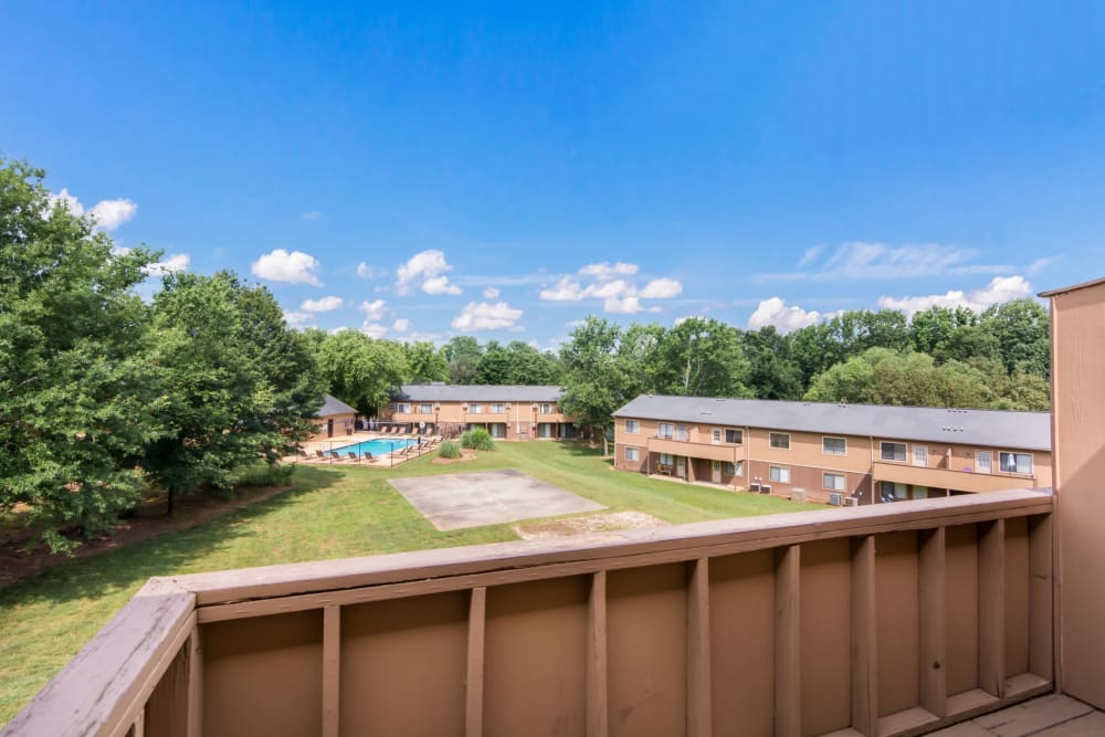 View from a private balcony at 1022 West Apartment Homes in Gaffney, South Carolina
