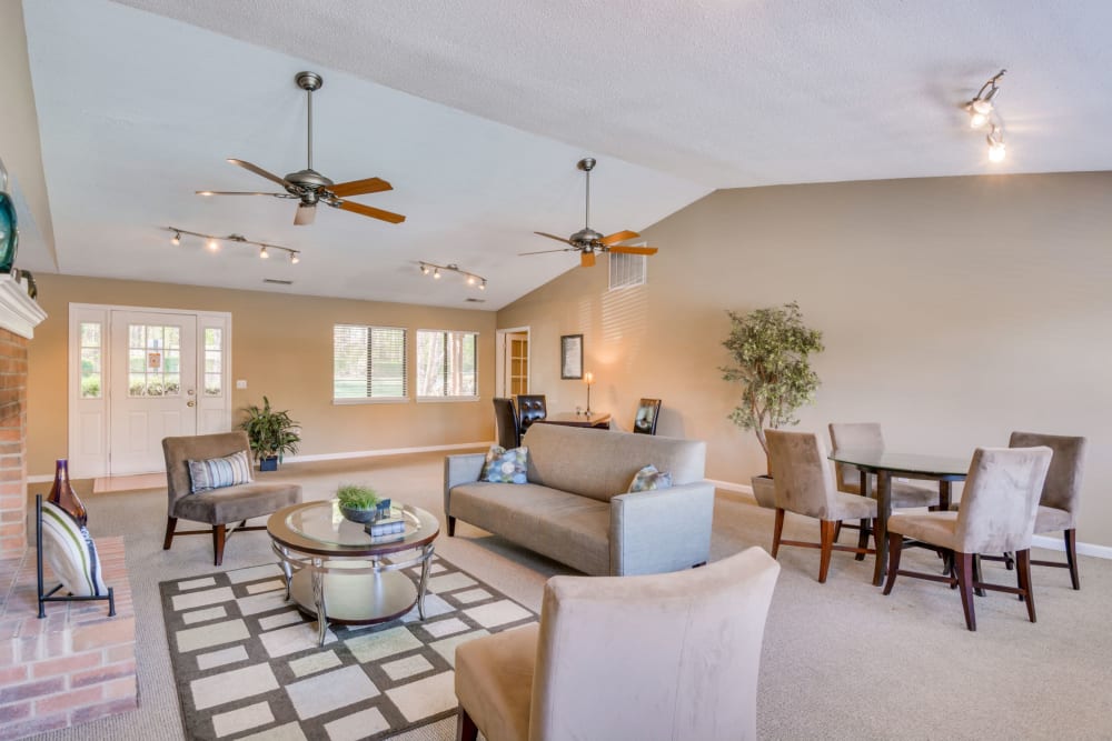 Clubhouse with ceiling fans at Woodbrook Apartment Homes in Monroe, North Carolina