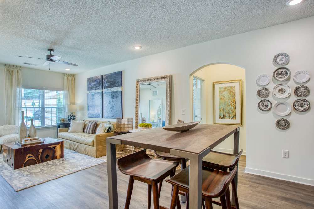 Open-concept living and dining area at Springfield Apartments in Murfreesboro, Tennessee