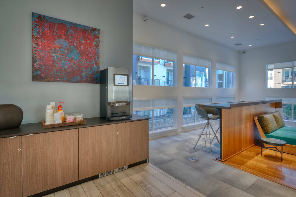 Clubhouse lounge and Coffee Station at Elevate in Englewood, Colorado