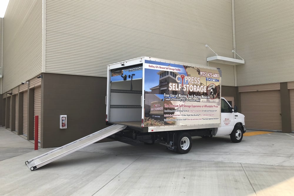 Free moving truck at Cypress Self Storage in Oakley, California