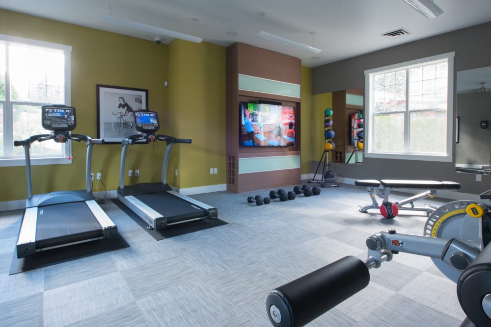 Clean, modern community gym at Brookside Village in Auburn, Washington