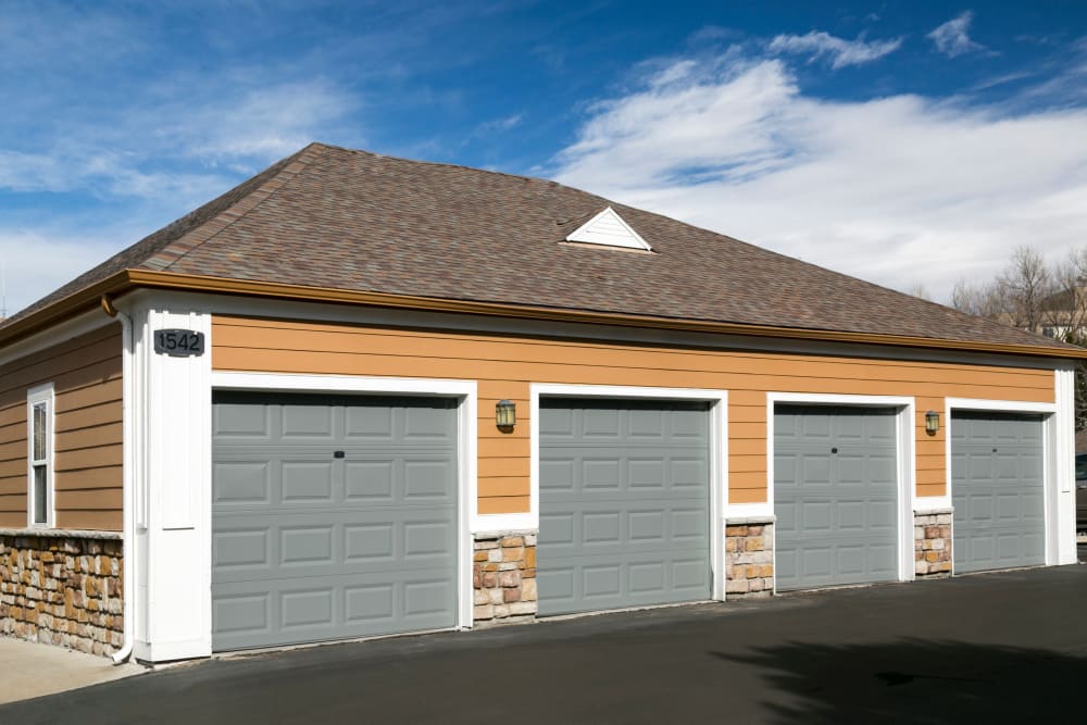 Garages for your convenience at Crestone Apartments in Aurora, Colorado