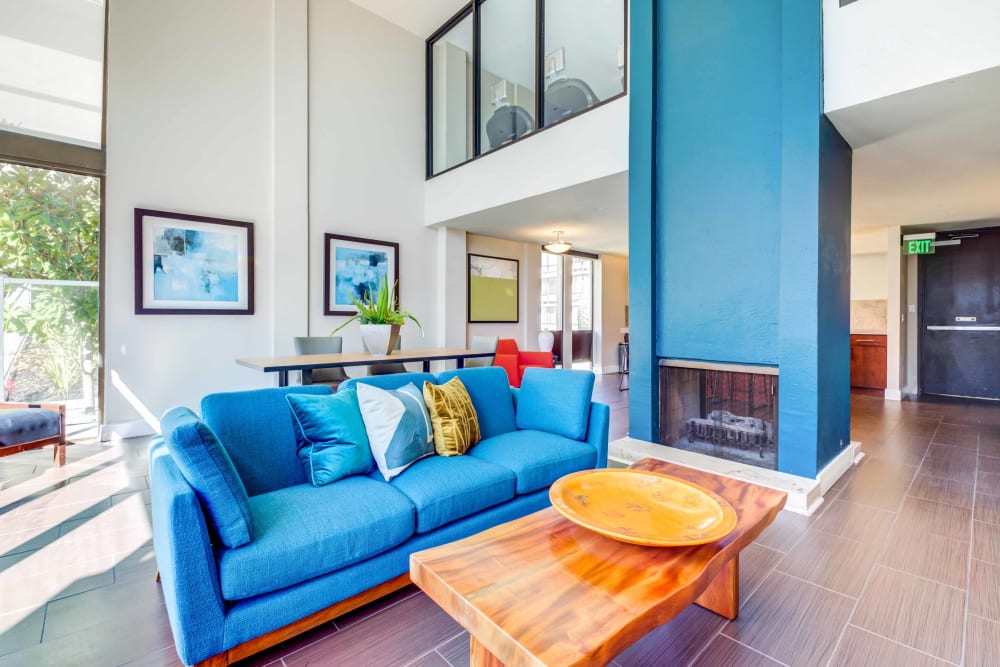 Community couch at Skyline Terrace Apartments in Burlingame, California