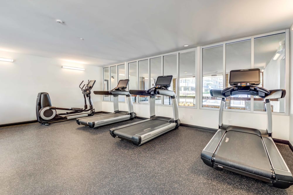 Fitness center at Skyline Terrace Apartments in Burlingame, California