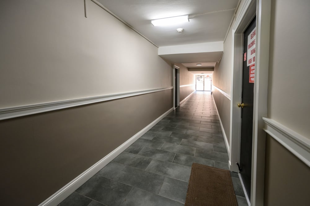 Apartment hallway at State Gardens in Hackensack, New Jersey