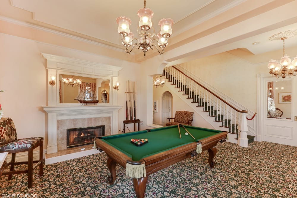 Pool table at Sunshine Villa, A Merrill Gardens Community is in Santa Cruz, California. 