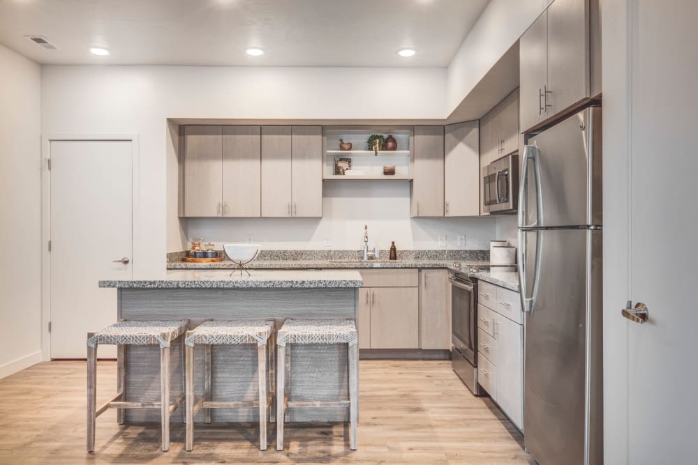 Kitchen with plenty of cabinet space at Hawthorne Townhomes in South Salt Lake, Utah