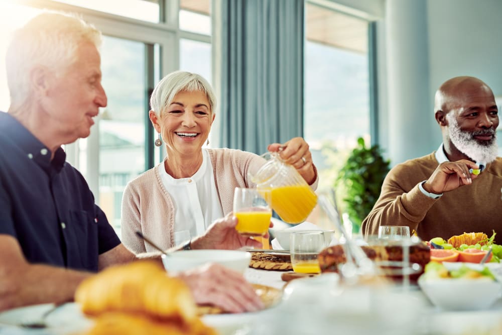 Residents dining over breakfast at Landings of Sauk Rapids in Sauk Rapids, Minnesota