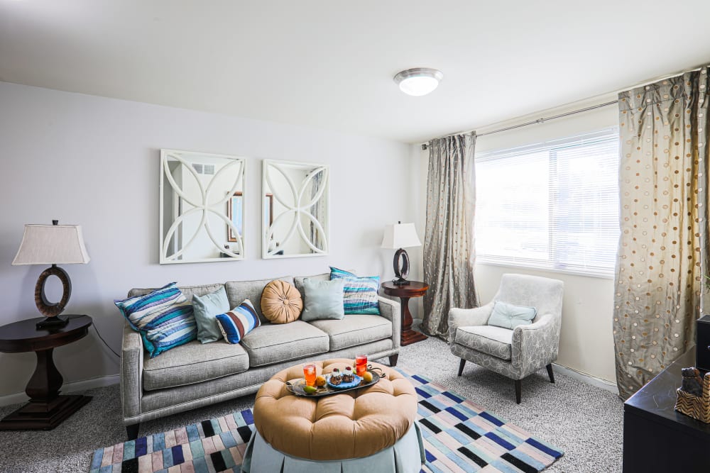 A living room at Regency Pointe in Forestville, Maryland