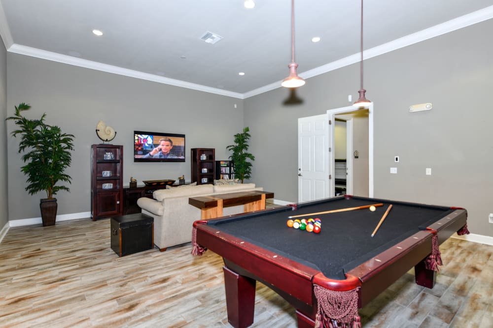 Game room with a billiards table at Courtney Isles in Yulee, Florida