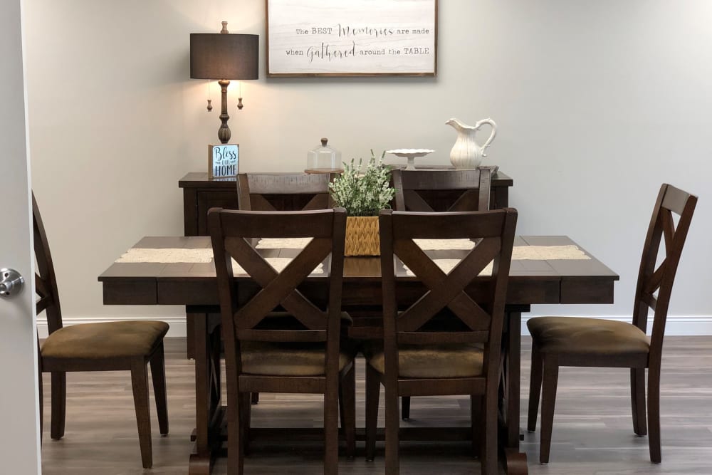 Dining room suite in resident apartment at Corridor Crossing Place in Cedar Rapids, Iowa