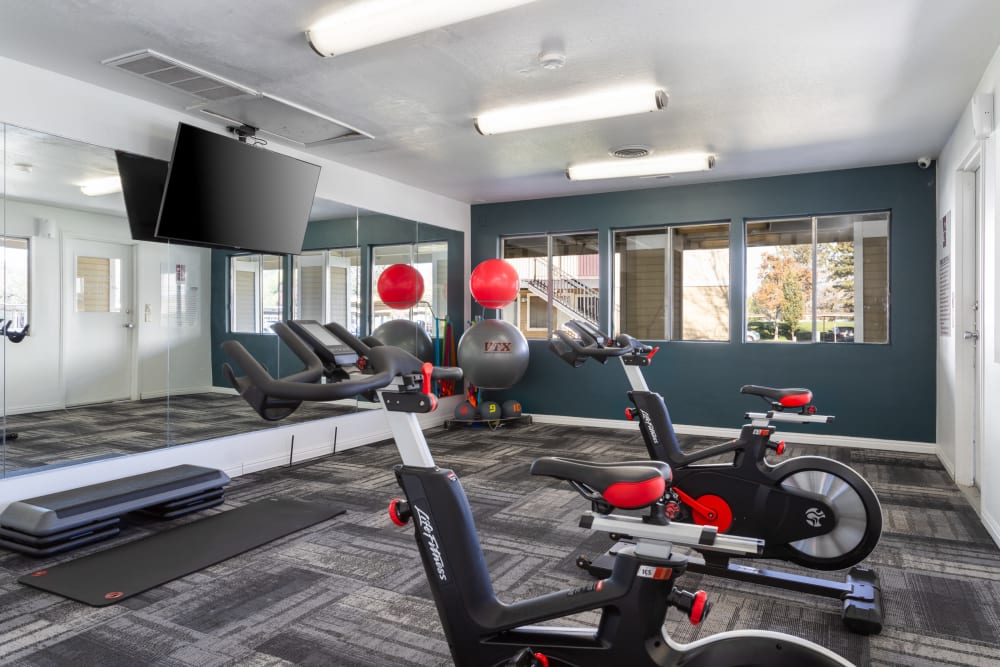 Fitness On Demand Room with Spinbikes at Callaway Apartments in Taylorsville, Utah