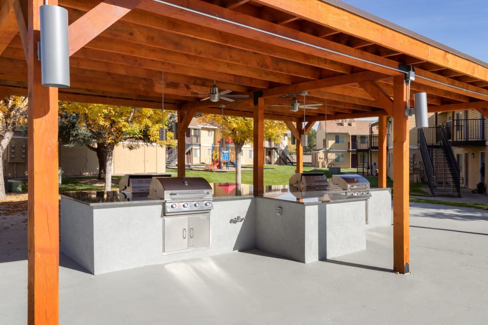 Covered Outdoor BBQ Area at Callaway Apartments in Taylorsville, Utah