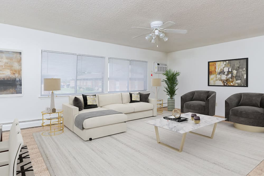 Large living room at Creek Hill Apartments in Webster, New York