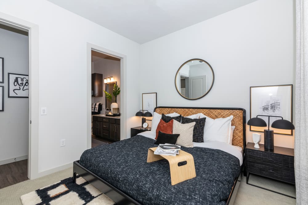 Bright, spacious bedroom at Magnolia on the Green in Allen, Texas