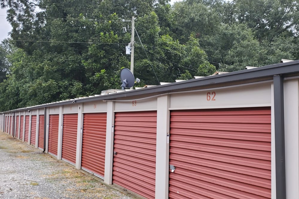 Red unit doors at StayLock Storage in Athens, Georgia