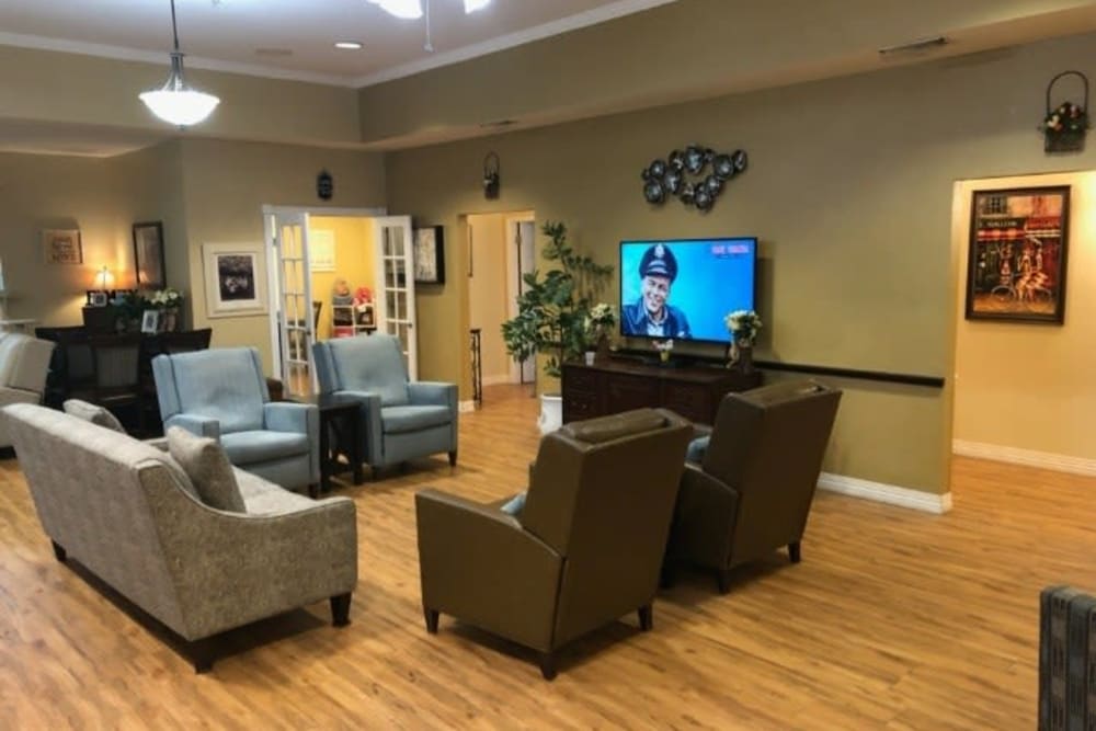 resident seating area with TV