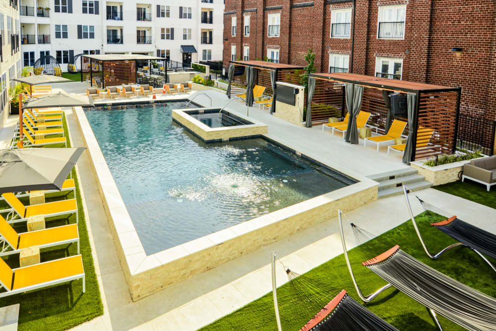 Refreshing swimming pool at Steelyard Apartments in St. Louis , MO