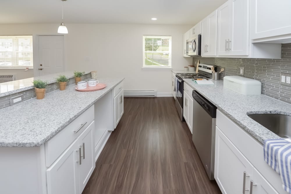 Kitchen space at Kingswood Apartments & Townhomes in King of Prussia, Pennsylvania