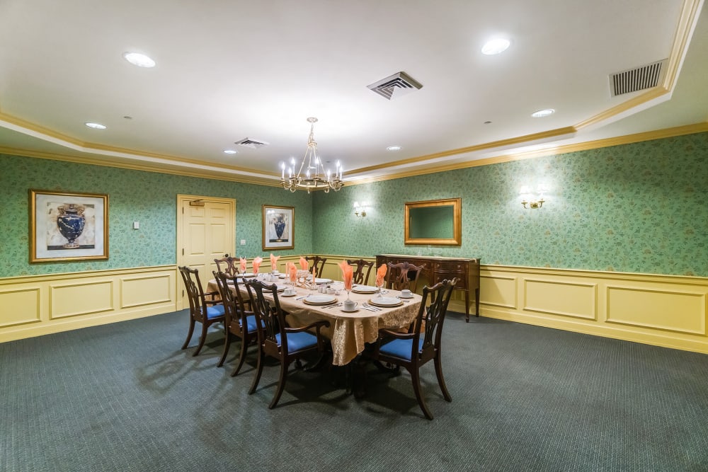 Private family dining room at The Hearth at Southbury in Southbury, Connecticut
