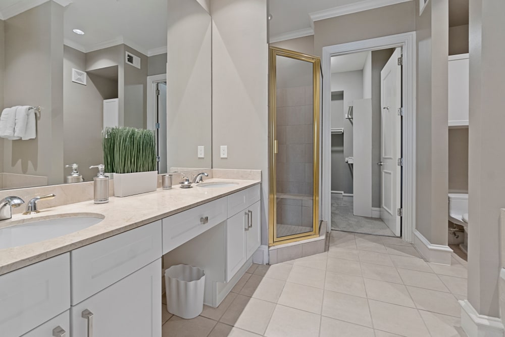 Luxurious bathroom at Rienzi at Turtle Creek Apartments in Dallas, Texas