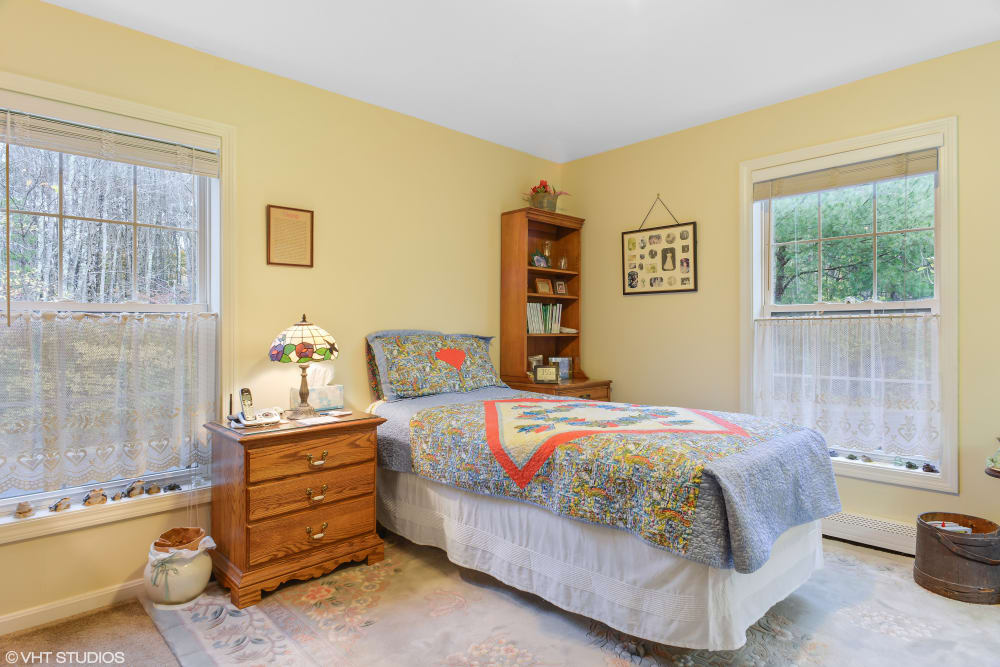 A resident bedroom at Pines of Newmarket in Newmarket, New Hampshire. 