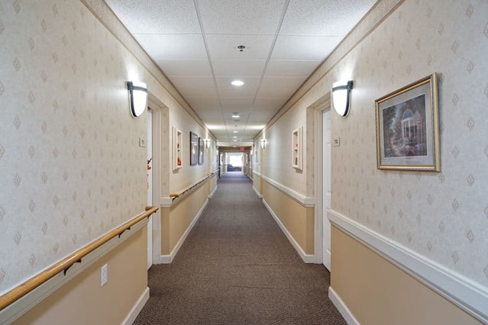 Hallway in the residential wing of The Hearth on James in Syracuse, New York