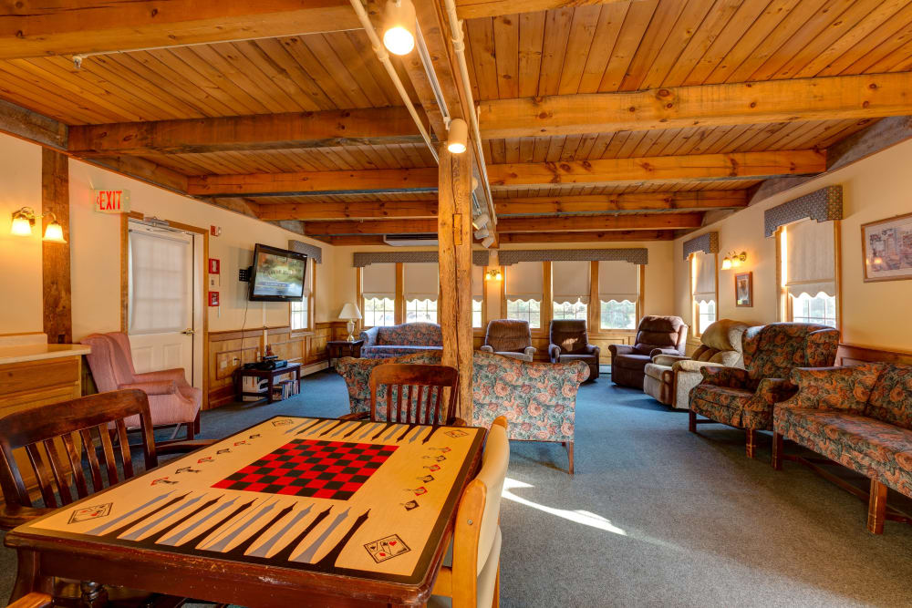 Game room at Pine Rock Manor in Warner, New Hampshire. 