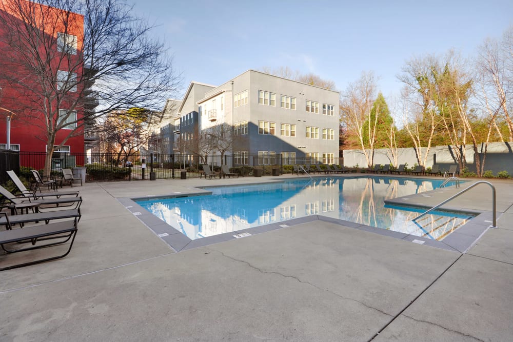 Outdoor swimming pool at Optimist Lofts in Atlanta, Georgia