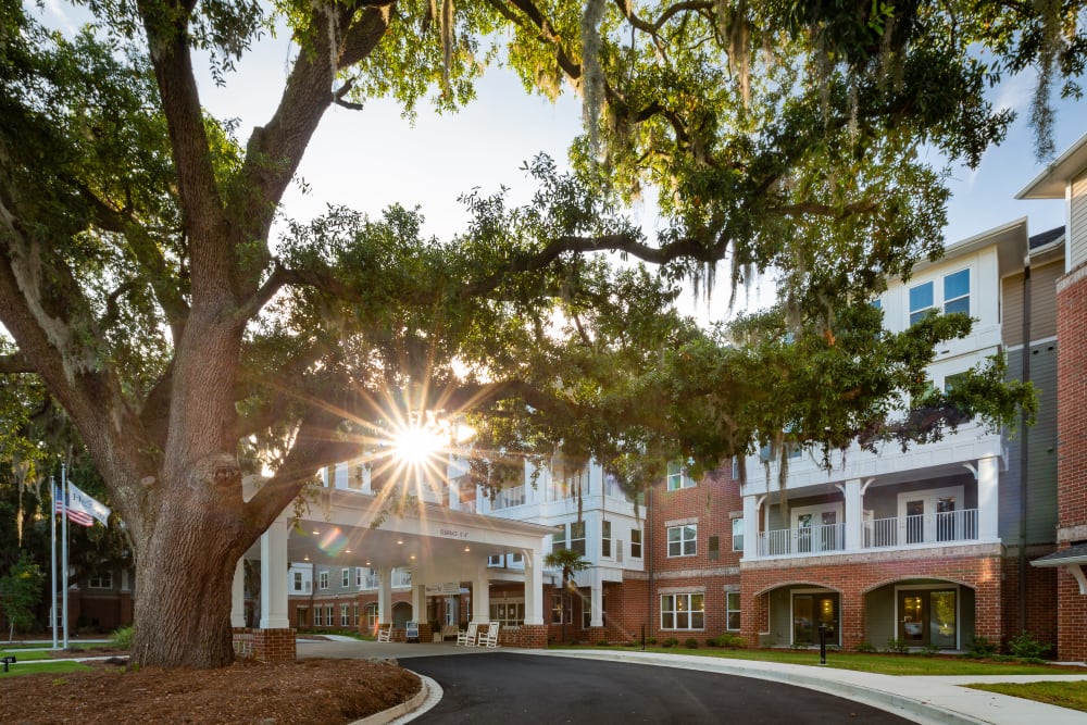 Exterior building and sunset at Harmony at Savannah in Savannah, Georgia