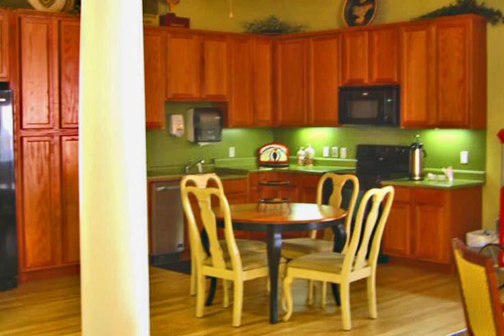 Community kitchen at Grand Villa of Palm Coast in Palm Coast, Florida.