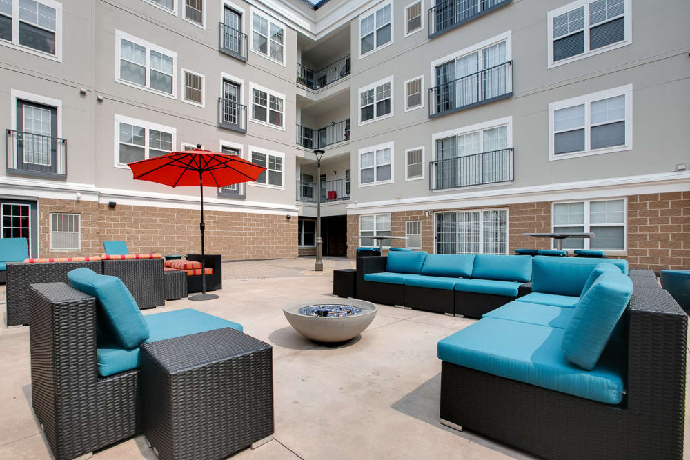 Fire pit in courtyard at Loring Park Apartments in Minneapolis, Minnesota