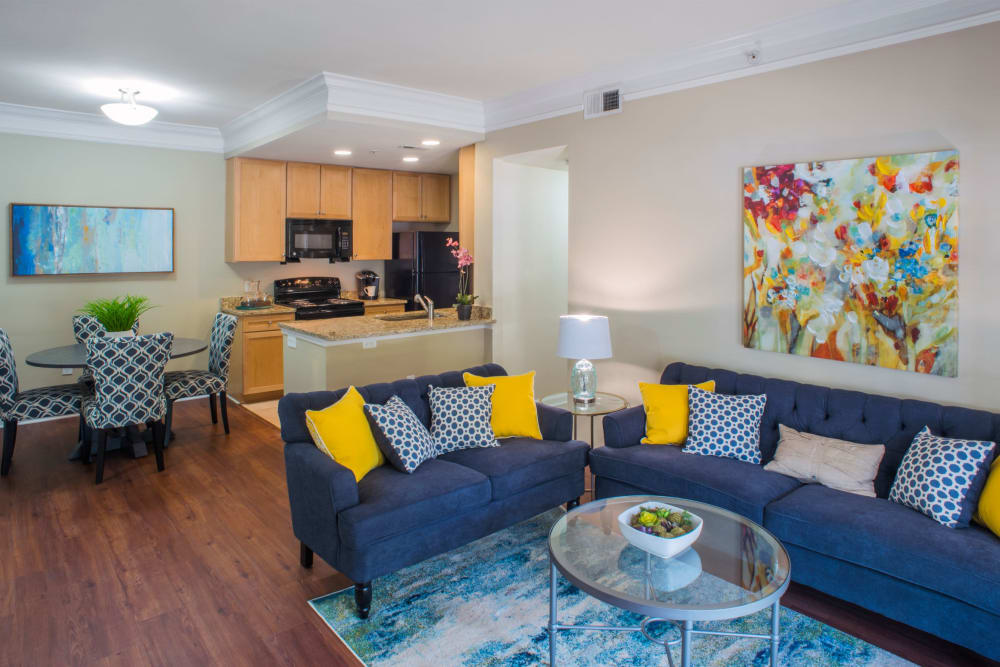 Living room and kitchen at Atkins Circle Apartments & Townhomes in Charlotte, North Carolina
