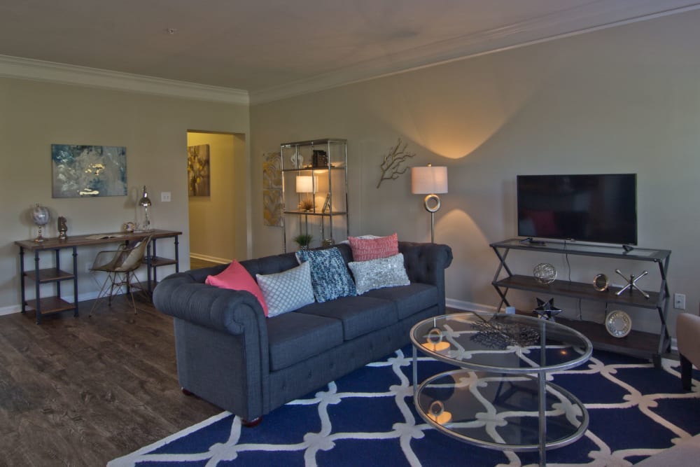 Furnished living room in a home at Easton Commons Apartments & Townhomes in Columbus, Ohio