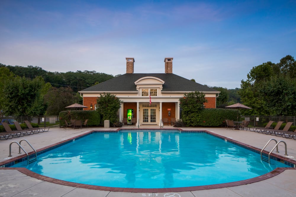 Swimming pool and clubhouse at The Preserve at Beckett Ridge Apartments & Townhomes in West Chester, Ohio