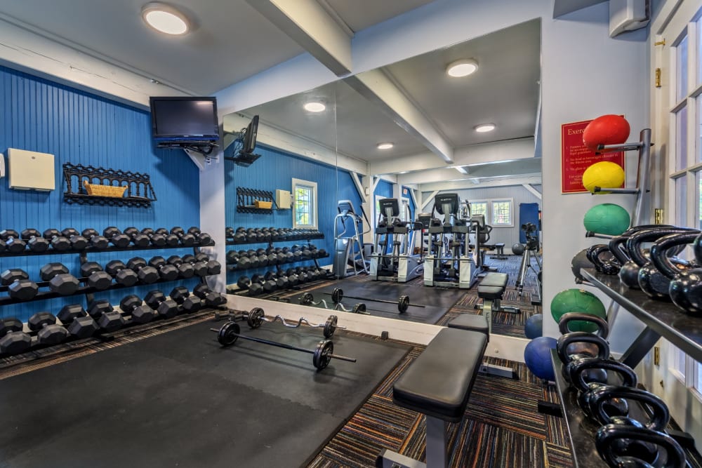 Fully equipped workout room at The Waterfront Apartments & Townhomes in Munhall, Pennsylvania