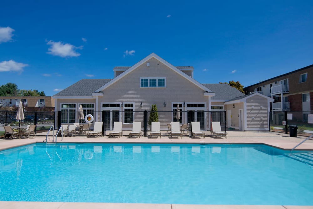 Sparkling swimming pool at Park Village West in Westborough, Massachusetts