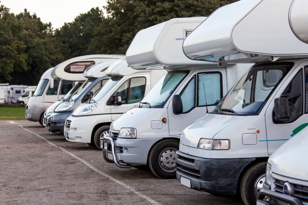 RVs parked at Stor-N-Lok in Eugene, Oregon