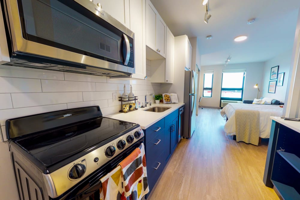 Studio with wood style flooring at HERE Minneapolis in Minneapolis, Minnesota