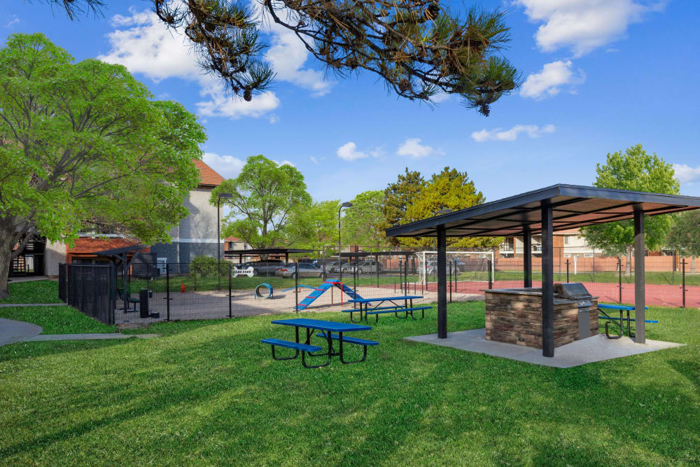 Picnic and barbecue area at Shadowbrook Apartments in West Valley City, Utah