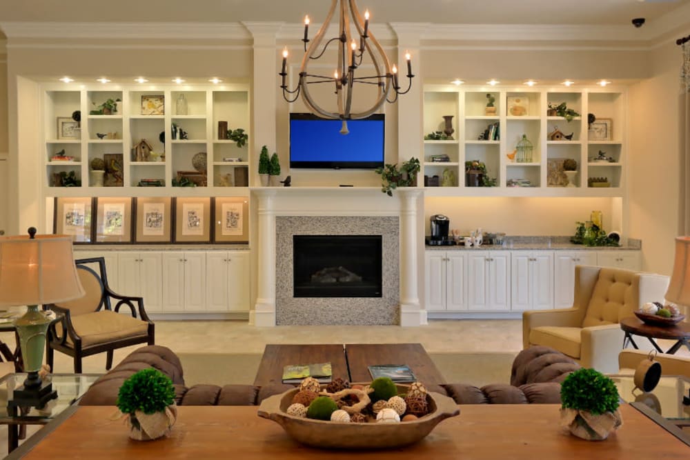 Expansive clubhouse with a flat-screen TV at Denbigh Village in Newport News, Virginia