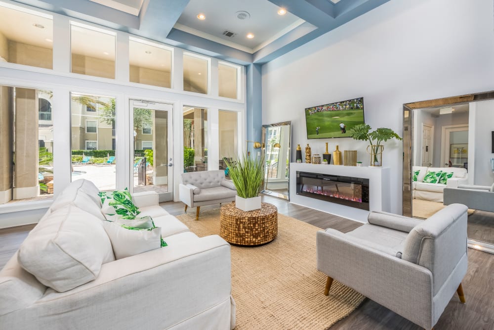 Spacious model living room at Eddison at Deerwood Park in Jacksonville, Florida