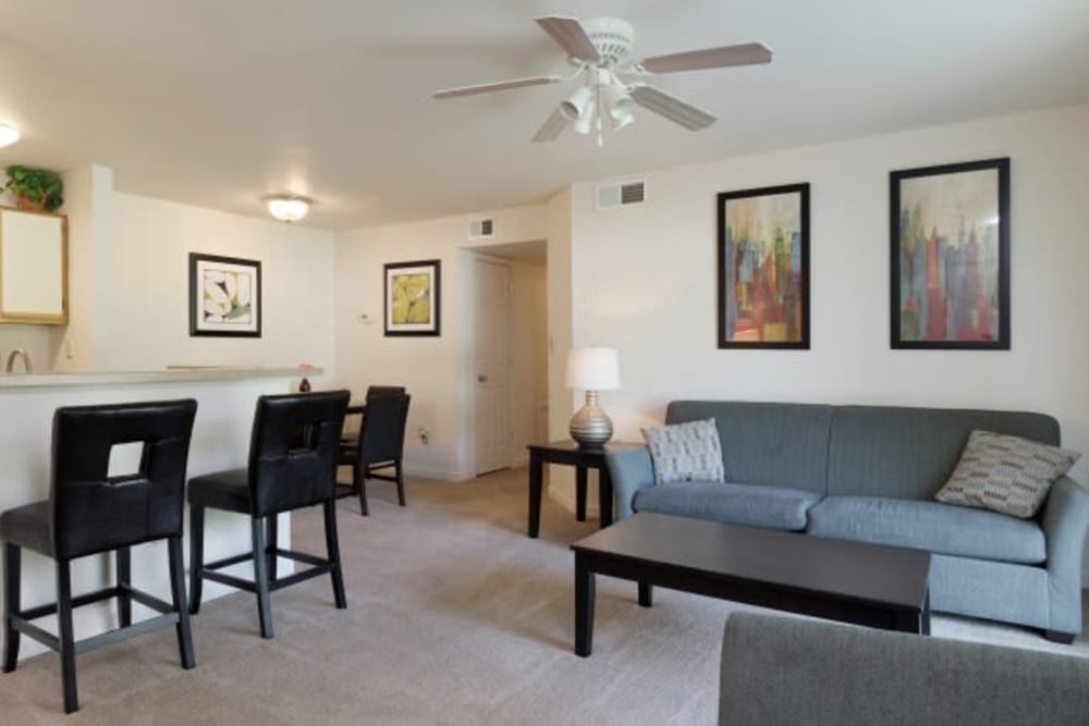 Wonderful living room ceiling fans at The Meadows at Elk Creek in Elkton, Maryland