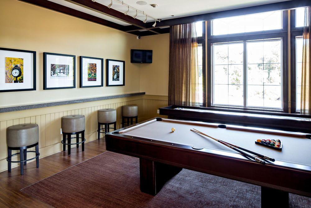 Billiards table in The Grove Somerset's clubhouse in Somerset, New Jersey