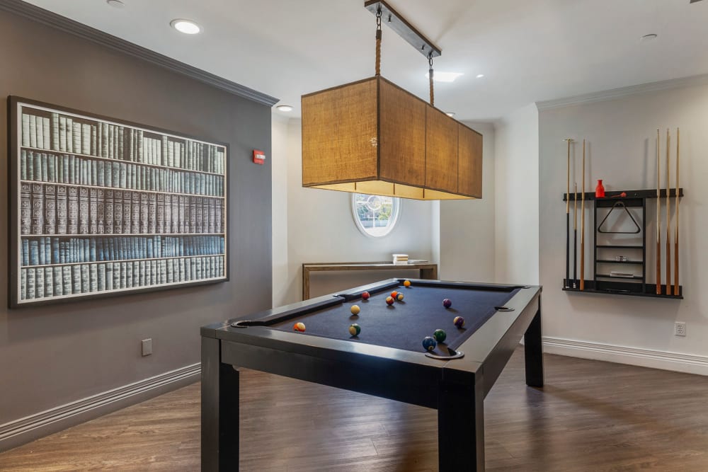 Awesome billiards table in the clubhouse at Sofi at Salem Station in Salem, Massachusetts