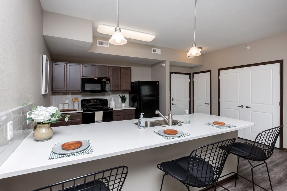 Modern, sleek kitchen at Autumn Ridge in Waukee, Iowa