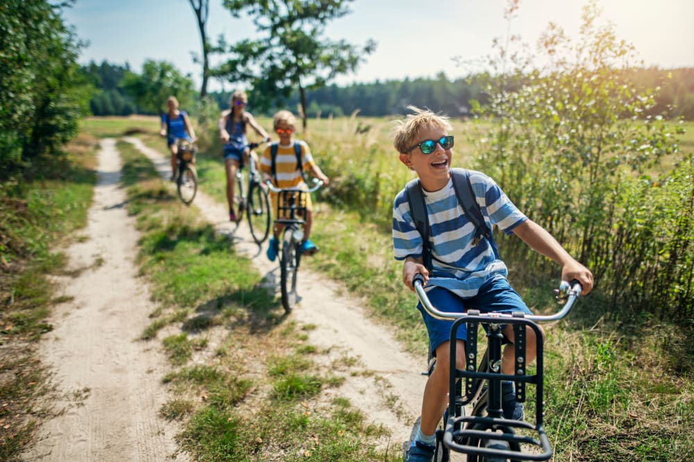 Resident riding their bikes near Lakeview Residences in Aurora, Illinois